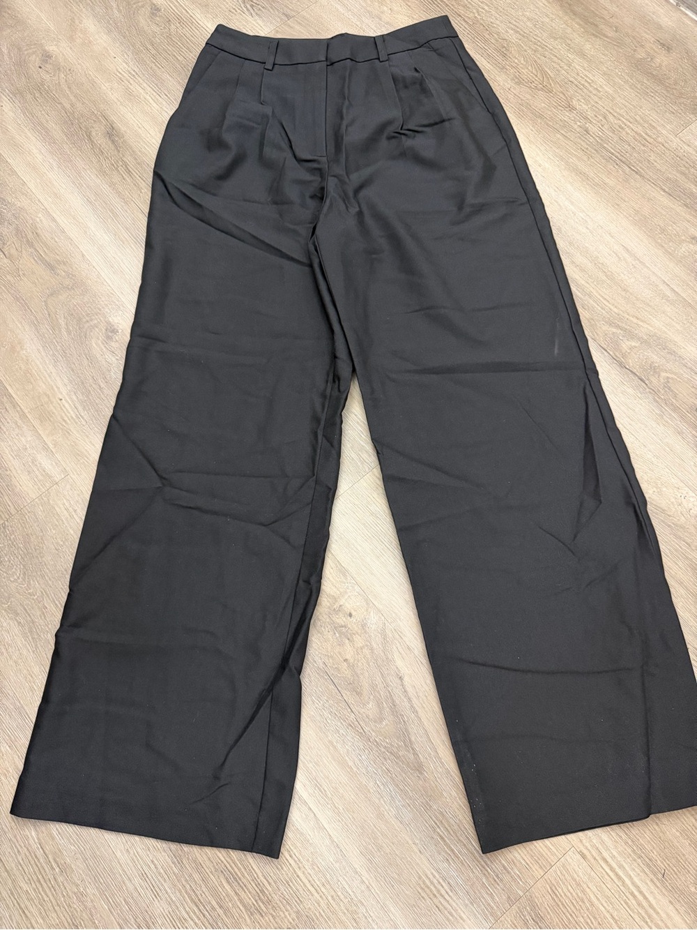 Commense Black Wide Leg Trousers Women’s M Pleated Office Pants 281